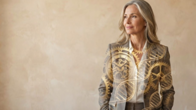 elegantiška 50 metų moteris prie sienos