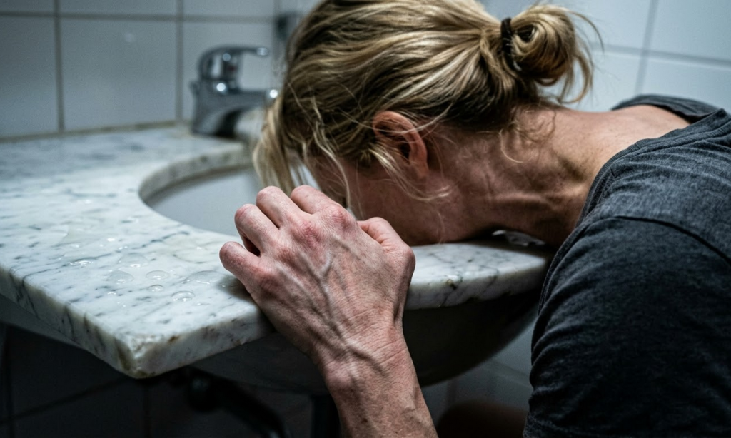 moters serganti bulimija vemia kriauklėje