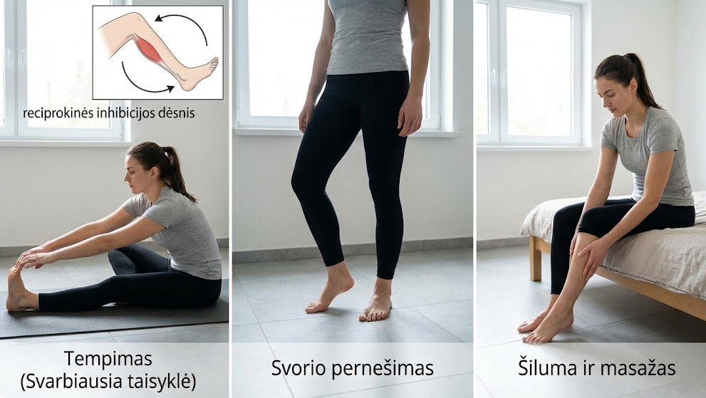 Skubios pagalbos sutraukus mėšlungį vizualizacija