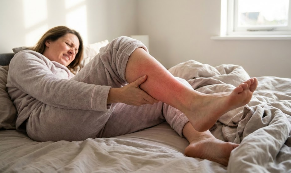 Moteriai koją sutraukė mėšlungis