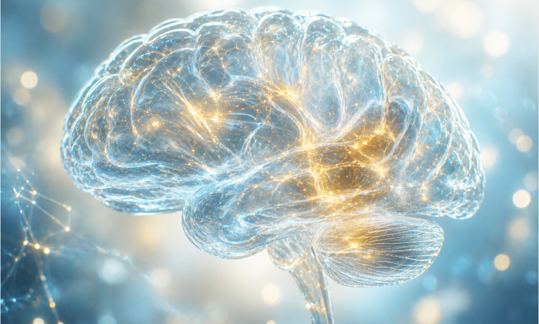 Šviečiantys neuronų tinklai stikliniame smegenų modelyje