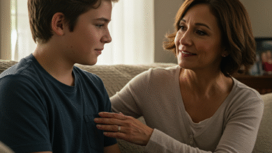 mama kalbasi su paaugliu sūnumi virtuvėje