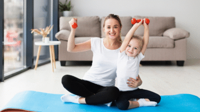 mama su dukra sportuoja namie
