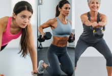 Skirtingo amžiaus moterys sportuoja