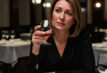 apgirtusi moteris per pietus laiko brendžio taurę