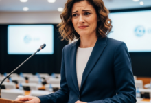 moteris bijo kalbėti prieš auditoriją