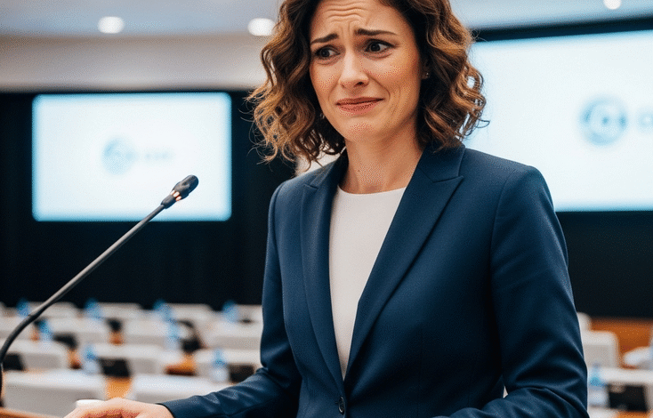 moteris bijo kalbėti prieš auditoriją