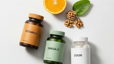 vitaminų ir papildų buteliukai
