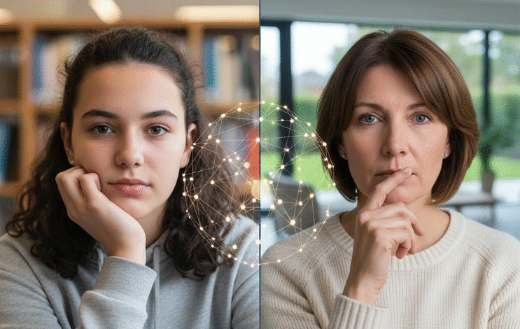 nuotraukoje paauglė ir vyresnio amžiaus moteris