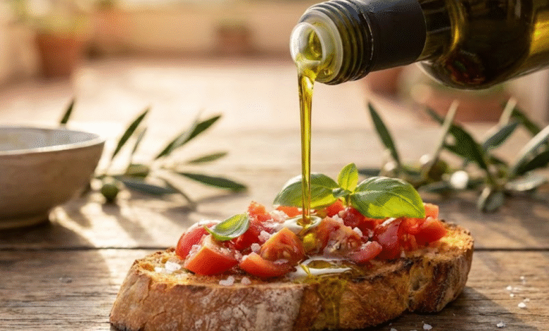 aliejus pilamas ant brusketės