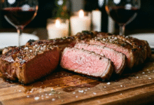 jautienos kepsnys supjaustytas ant lentutės