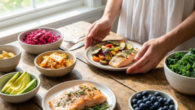 ant stalo dubenėliais su maistu, naudingu odai