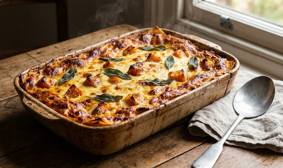 Moliūgų ir rikotos lazanijos receptas