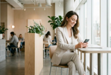 moteris telefone tikrina el. paštą