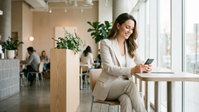 moteris telefone tikrina el. paštą