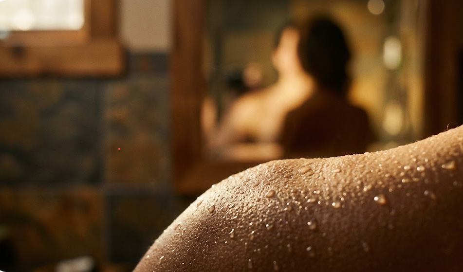 šlapias moters petys iš arti